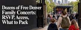 Family arriving at Denver outdoor concert